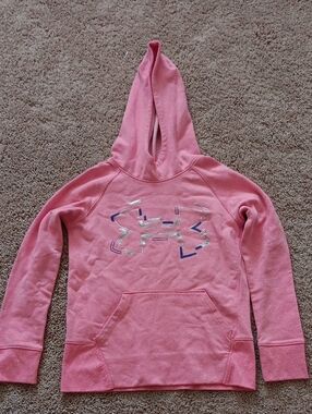 Under Armour Coral Pink Hoodie with Metallic Logo